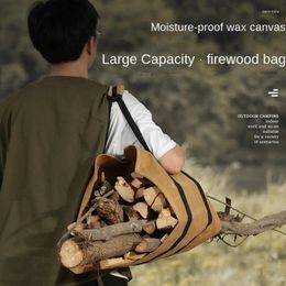Sacs de rangement Sac de bois de chauffage extérieur Supplies de camping à grande capacité Portable Canvas Reticule Logging Bagg