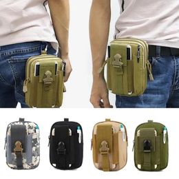 Bolsas de almacenamiento Hombres al aire libre Táctico Molle Bolsa Cinturón Paquete de cintura Bolsa Pequeño bolsillo Militar Correr Viaje Camping Soft Back