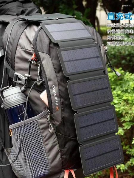 Bolsas de almacenamiento Juego al aire libre Viajes Montaña Escalada Bolsa plegable 10W Panel solar Cargador Banco de energía Teléfono móvil Tipo universal