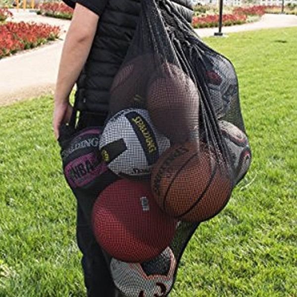 Bolsas de almacenamiento Bolsa de deportes al aire libre Malla de gran capacidad Fútbol Baloncesto Red Juguetes Flotadores Bolas Organizador de piscina para playa y terrenos 1pc