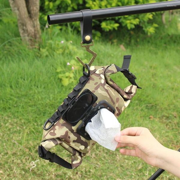 Bolsas de almacenamiento Caja de pañuelos húmedos al aire libre Papel de lona Toallitas Dispensador Bolsa colgante Soporte para senderismo Mochilero Picnic