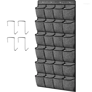 Bolsas de almacenamiento sobre la puerta Organizador de zapatos con 24 bolsillos Soporte para colgar en la pared Colgador de bolsas de tela montado en la pared