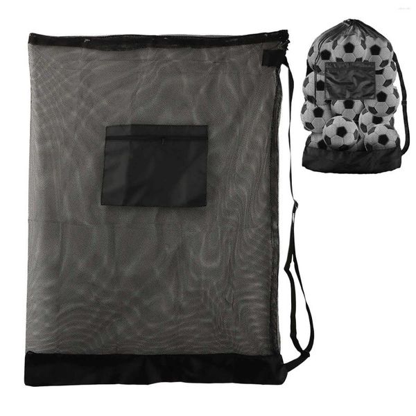 Sacs de rangement Sac à balle en tissu oxford avec bandoulière Mesh Mesh Sport Sports Organizer Pouche grande pour le football de basket-ball