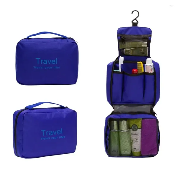 Bolsas de almacenamiento Bolsa de lavado de viaje de tela Oxford Tipo de gancho multiusos Bolsa plegable Impermeable Robusto Colgando Artículos de tocador Hogar