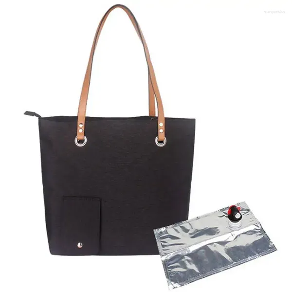 Sacs de rangement Sac à vin en tissu Oxford avec compartiment isolé caché à la mode Casual Beach Tote Sac à main pour femmes Plages en plein air