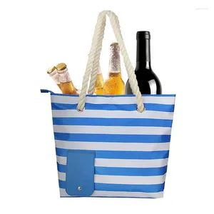 Sacs de rangement Sac à vin en tissu Oxford avec compartiment isolé caché Sac à main fourre-tout de plage décontracté à la mode pour femmes plages en plein air