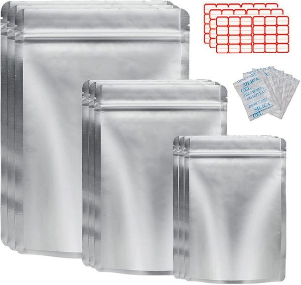 Bolsas de almacenamiento Pack Mylar para alimentos con absorbentes de oxígeno Granos resellables Almacenamiento de legumbres