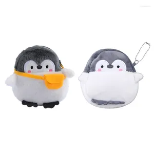 Sacs de rangement Pingouin Portefeuille Mini Peluche Dessin animé Animal Porte-monnaie Portable pour pièces de monnaie Rouge à lèvres Câble de données Clé