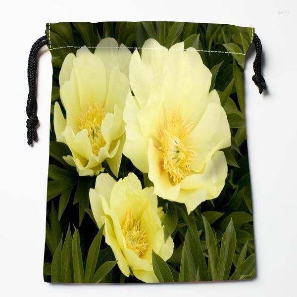 Sacs de rangement fleurs de pivoine cordon personnalisé imprimé recevoir sac Type de Compression taille 18X22cm