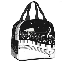 Sacs de rangement Piano Keyboard Music Notes Boîte à lunch isolée pour femmes sac à refroidisseur thermique portable