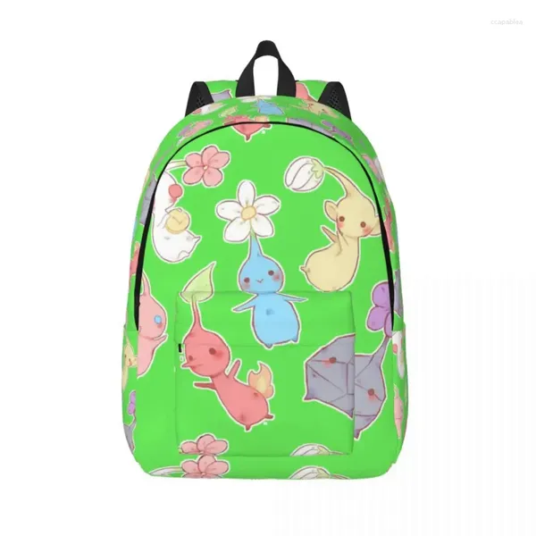 Bolsas de almacenamiento Pikmin Patrón Mochila para preescolar Escuela primaria Estudiante Bookbag Boy Girl Kids Daypack al aire libre