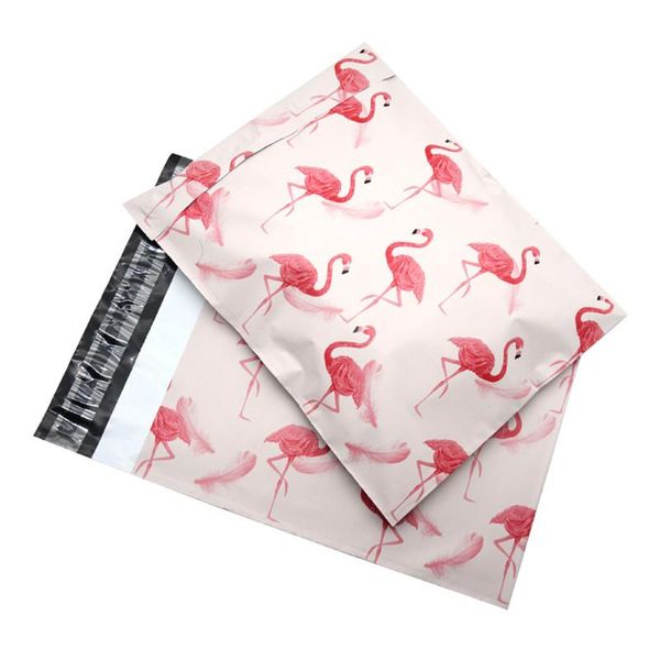 Bolsas de almacenamiento Bolsa de mensajería rosa Flamenco / Copo de nieve / Coral Dibujos animados Anime Poly Mailers Autoadhesivo Plástico Sobre de correo 10 14.5 pulgadas DesignSto