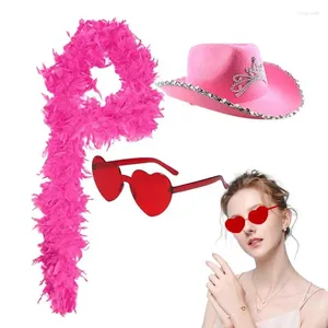 Sacs de rangement Pink Cowboy Hat Nouveauté Preppy Cowgirl avec des lunettes de soleil en forme de cœur Vêtements de décoration de fête pour la peau pour disco