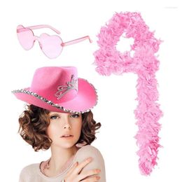 Sacs de rangement rose chapeau de cow-girl nouveauté Preppy Cowboy avec des lunettes de soleil coeur vêtements de décoration de fête respectueux de la peau pour l'espace Disco