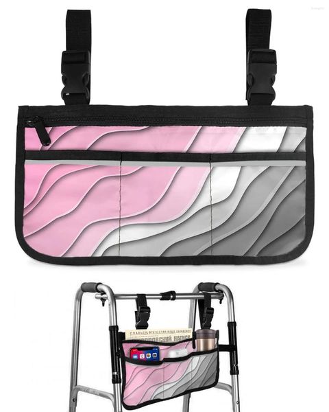 Bolsas de almacenamiento Gradiente gris rosa Moderno geométrico abstracto silla de ruedas