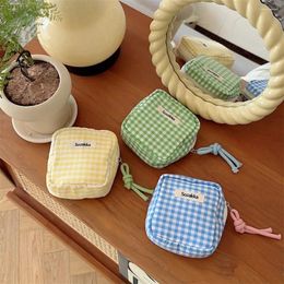 Sacs de rangement plaid mini sac carré portable grande capacité adorable petit objet couleur bonbor