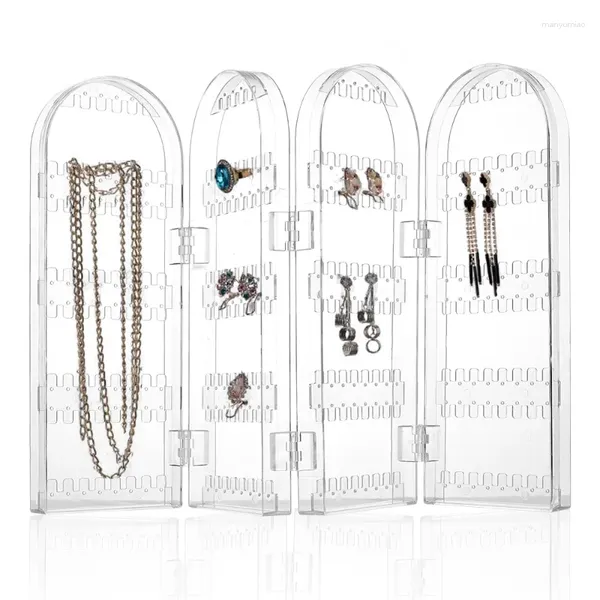 Sacs de rangement en plastique Boucles d'oreilles claires étalons disposition de rack de pliage d'écran de boucles d'oreille bijoux du support de support Boîte de support pour les femmes