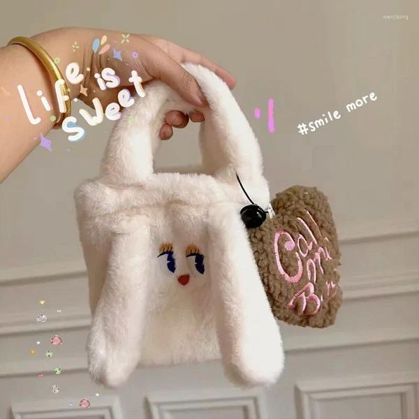 Sacs de rangement en peluche grands yeux sac à main coréen avec poignée cadeau pour fille maquillage organisateur fournitures Snack boîte de noël