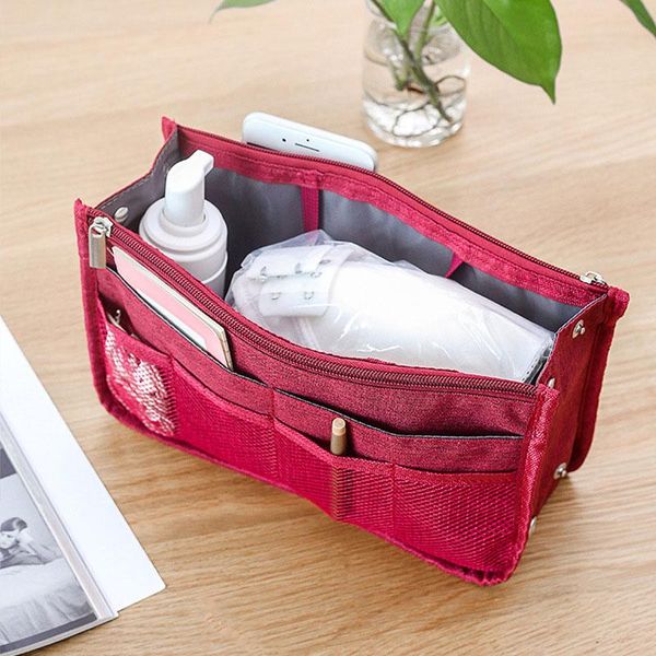 Sacs de rangement Polyester Insert Voyage Accessoires Sac À Main Pochette Organisateur Trousse De Toilette Poche Maquillage Femmes CosmeticStorage