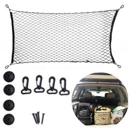 Bolsas de almacenamiento Poliéster CAR universal trasero Tunk Cargo Net Organizador de alta elasticidad bolsillo con 4 ganchos 70 x 120 cm