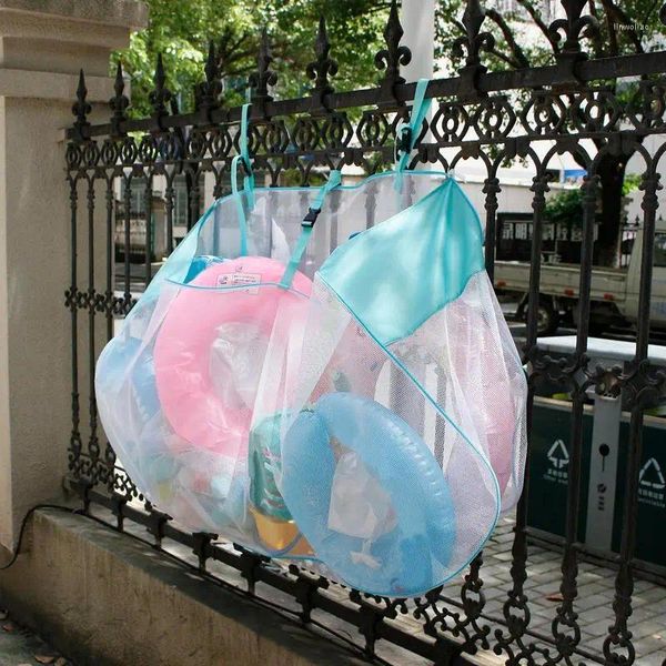 Sacs de rangement sac de piscine jouet en mesh pour les accessoires de natation organisateur de gadget avec bouton de sangle de boucle