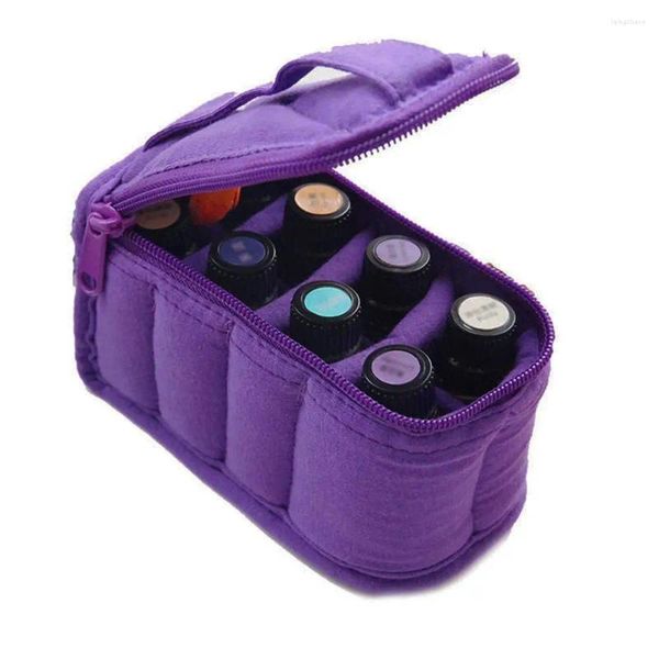 Sacs de rangement portables 8 bouteille 5 ml 10 ml Sac à huile essentielle Coton Boîte d'organisateur de vernis à ongles de voyage