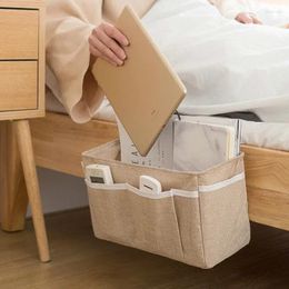 Sacs de rangement portables pour berceau de bébé, organisateur de couches, accessoires de lit en lin, sac de poche suspendu au chevet, pochette d'organisation