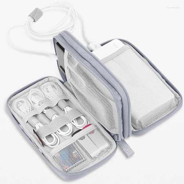 Bolsas de almacenamiento Bolsa portátil para cargador de caja de banco de energía Cable digital Auricular Oxford Tela Soporte para teléfono Viaje