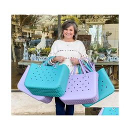 Bolsas de almacenamiento Bolsa portátil Gran capacidad Playa Color Verano Sile Basket Mujeres creativas Tote de viaje Inventario Venta al por mayor Drop Delivery Dhqae