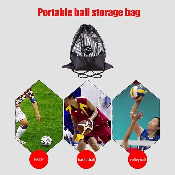 Bolsas de almacenamiento Baloncesto de baloncesto Bag Mesh Football Soccer Mochila al aire libre Ballpac