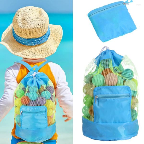 Sacs de rangement Portable sac de plage pliable filet natation enfants jouet organisateur sac à dos extérieur