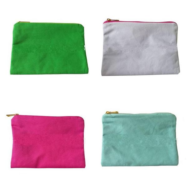 Bolsas de almacenamiento Lona portátil Cremallera Bolsa de cosméticos Color sólido Dama Moda Maquillaje Bolsas Bolso Nuevo patrón Simplicidad Versátil 8Lo J Dhyf2