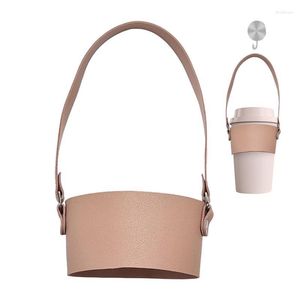 Opbergzakken Draagbare Cup Sleeve Travel Coffee Holder Met Handvat PU Leather Drink Carrier Voor Bubble Tea Water