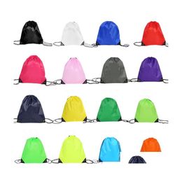 Sacs De Rangement Portable D210 Polyester Dstring Sac À Dos Solide Couleur Sports Mode Chaîne Pliant Creative Poignée Drop Delivery Accueil G Dhpeh