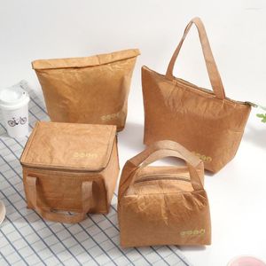 Storage Bags Portable Foldable Large Capacity Dust-proof Leakproof Paper Food Cooler Bag Lunch Kraft