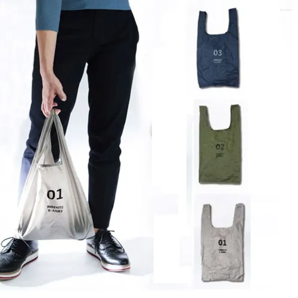 Sacs de rangement sac à provisions pliants portables en nylon ultra-léger réutilisable écologique de transporteur adhésif étanche