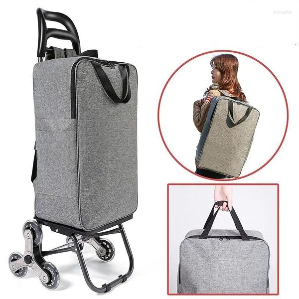 Bolsas de almacenamiento carro de compras plegable portátil con bolso mochila escalera escalera marco de acero duradero viaje picnic