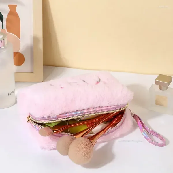 Bolsas de almacenamiento Bolsa de maquillaje de niña portátil Lindo cosmético coreano para mujeres Viajes al aire libre Bolsa de lavado de artículos de tocador