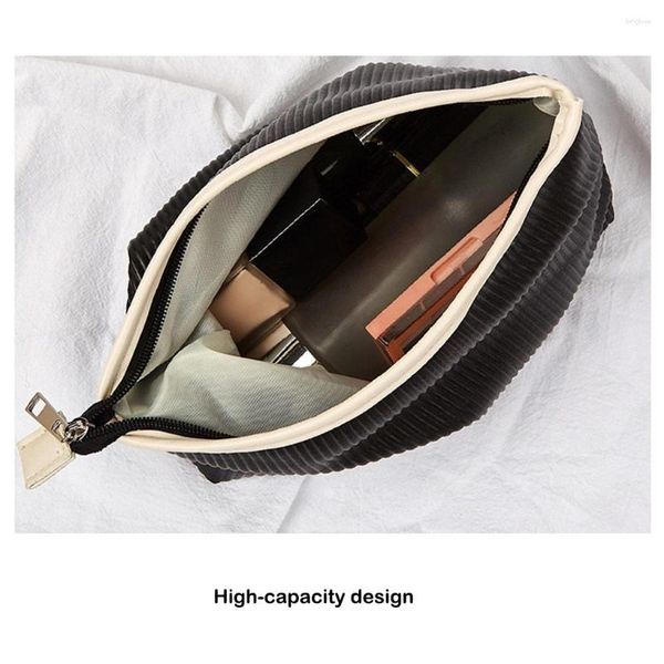 Sacs de rangement Portable sac à main mode PU pochette personnalisée maquillage cosmétique toilette dressing fermeture éclair dames sac étuis noir