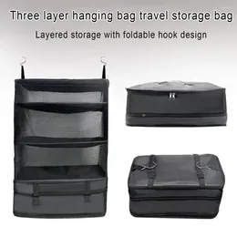 Opbergtassen draagbare hangende oplossing multifunctionele reistas met 3-laags mesh-zakken met hoge elastische bevestiging voor kleding