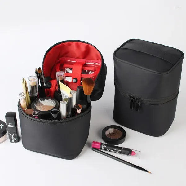 Sacs de rangement Organisateur de maquillage portable Sac cosmétique Boîte de grande capacité pour la brosse de voyage avec détachable