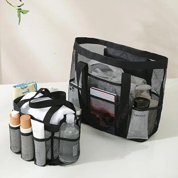Bolsas de almacenamiento bolso de ducha de malla portátil Gran capacidad Organizador de tocador seco rápido Tota de maquillaje de baño duradero con múltiples bolsillos