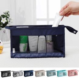 Opbergtassen draagbaar gaas transparante cosmetische make -up case vrouwen reizen zipperorganisator wassen toilettas tas schoonheid