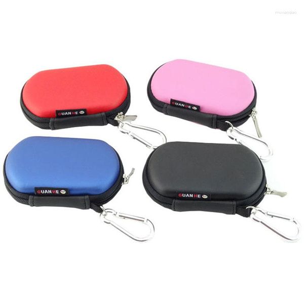 Bolsas de almacenamiento Mini bolsa portátil 4 colores para auriculares U disco Cable de datos tarjetas de memoria impermeable PU pequeña bolsa de viaje ovalada