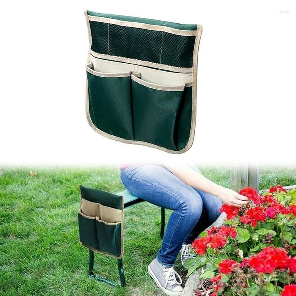 Bolsas de almacenamiento Bolsa múltiple portátil 32.4 31 cm Paño de doble color grande Silla plegable para herramientas de jardín Silla para rodillas