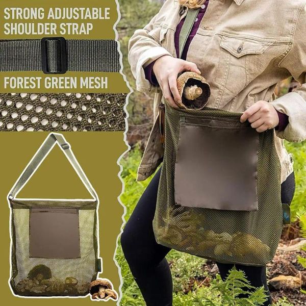Sacs de rangement Portable Mushroom Engageant Sac de cueillette de cueillette mains libres chasse avec poche avant facile à transporter