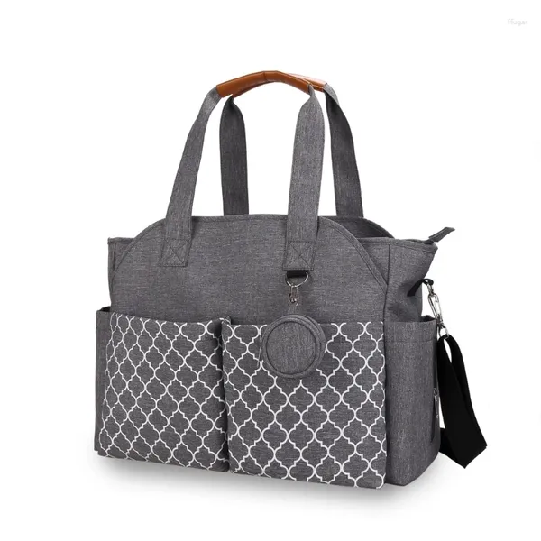 Sacs de rangement Portable une épaule maman sac imprimé géométrique Pack avec poche de sucette voyage en plein air mère et bébé