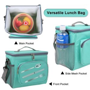Sacs de rangement Portable pique-nique sac à déjeuner isolé boîte fourre-tout avec bandoulière réglable étanche pour enfants adultes