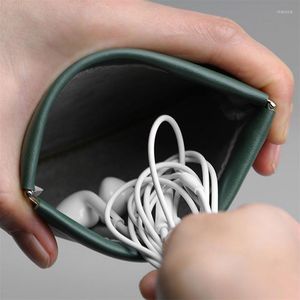 Storage Bags Portable PU Earphone Wire Bag Cosmetics Lipsticks Holder Case Coin Cards Pouch Travel Jewelry Sundries Organizer Mini