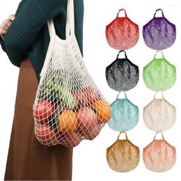 Sacs de rangement épicerie réutilisable portable pour le sac de légumes de fruits Coton Mesh String Organizer le sac à main tissé